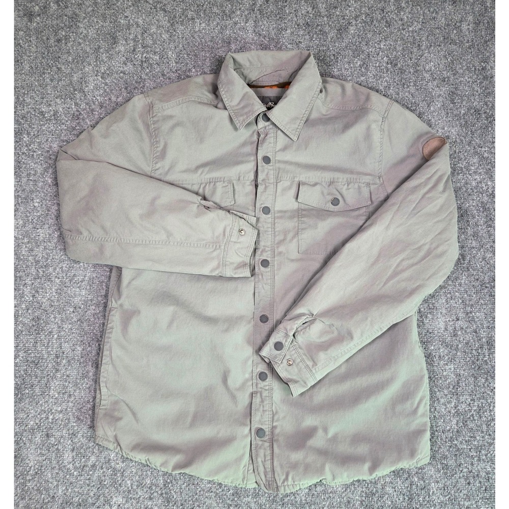 Eddie Bauer Jacket Mens Medium Gray Fleece Lined Snap Front EM32LW904